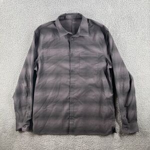 Lululemon Masons Peak Flannel Shirt Men's L Gray Purple Plaid Button-Up Stretch